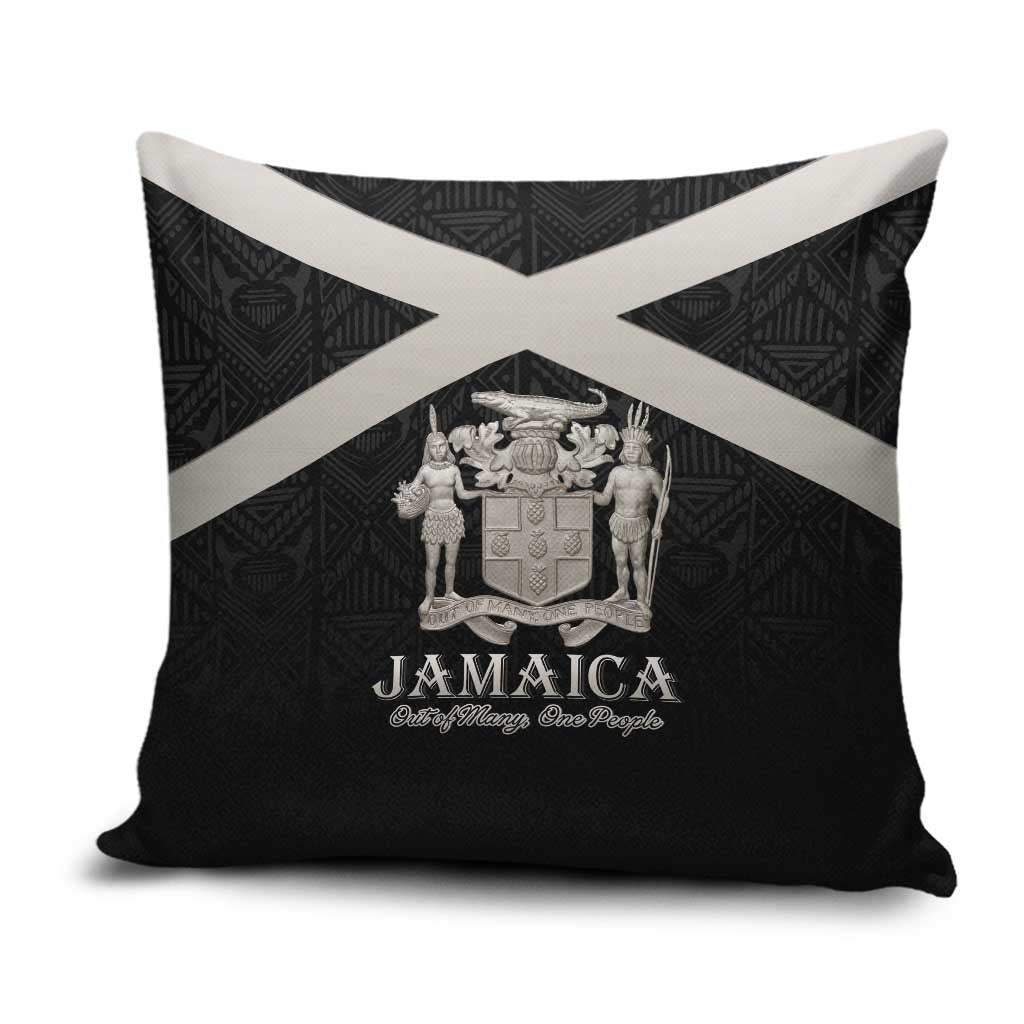 Jamaica Pillow Cover Coat Of Arms With Rastafarian Lion Silver Color - Wonder Print Shop