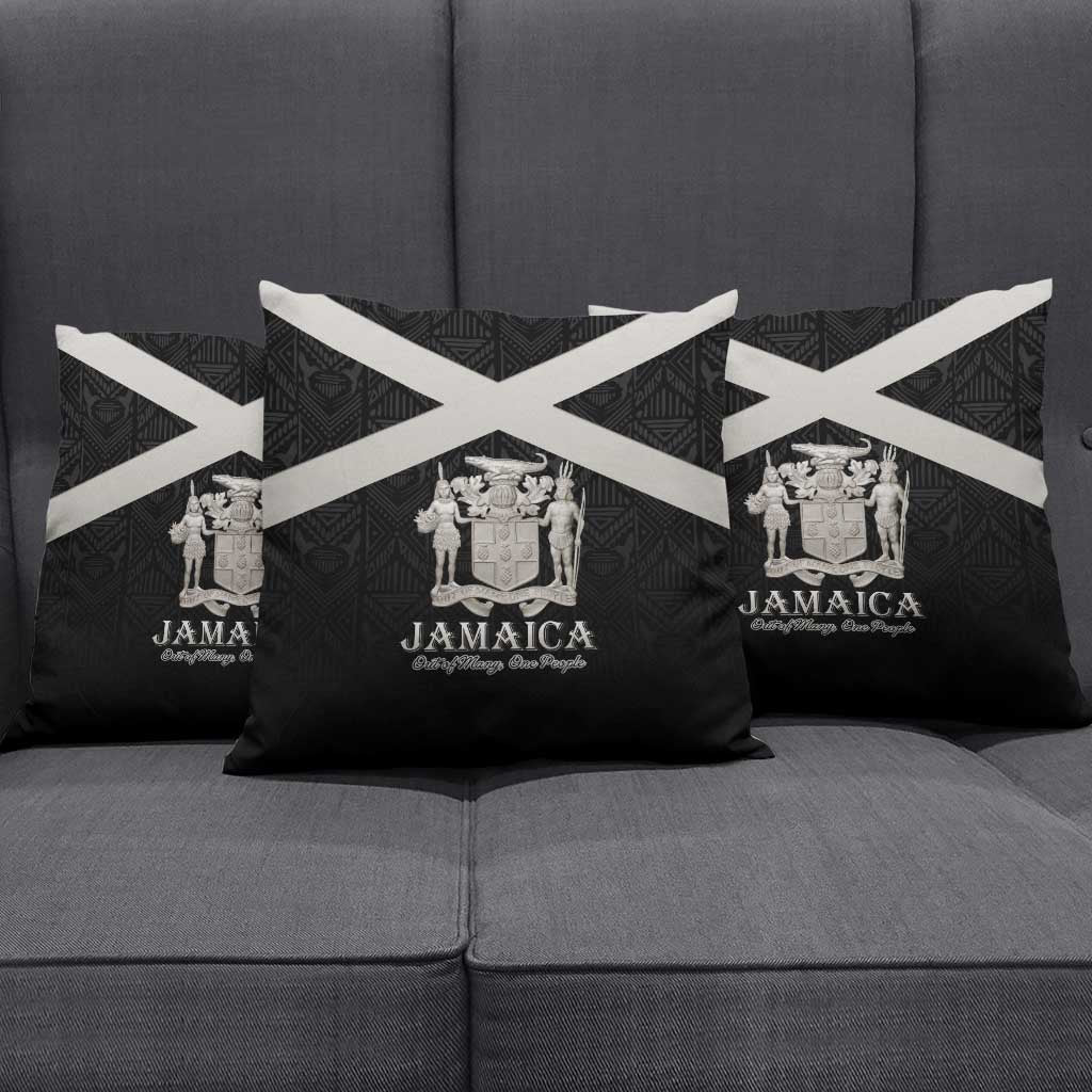 Jamaica Pillow Cover Coat Of Arms With Rastafarian Lion Silver Color - Wonder Print Shop