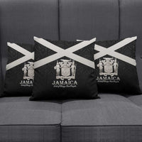 Jamaica Pillow Cover Coat Of Arms With Rastafarian Lion Silver Color - Wonder Print Shop