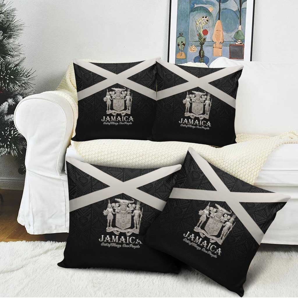 Jamaica Pillow Cover Coat Of Arms With Rastafarian Lion Silver Color - Wonder Print Shop