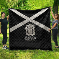 Jamaica Quilt Coat Of Arms With Rastafarian Lion Silver Color - Wonder Print Shop
