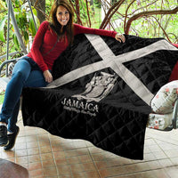 Jamaica Quilt Coat Of Arms With Rastafarian Lion Silver Color - Wonder Print Shop