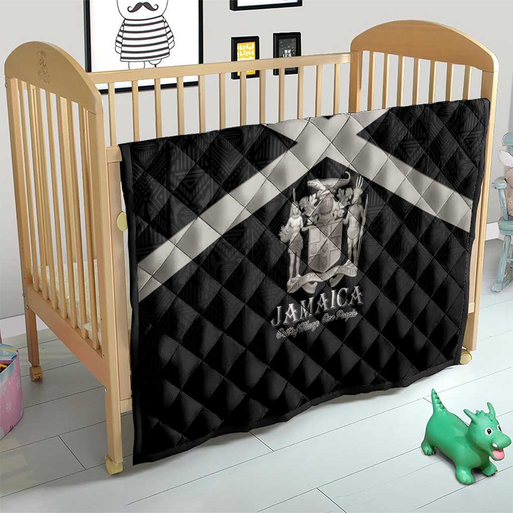 Jamaica Quilt Coat Of Arms With Rastafarian Lion Silver Color - Wonder Print Shop