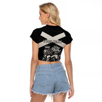 Personalized Jamaica Raglan Cropped T Shirt Coat Of Arms With Rastafarian Lion Silver Color - Wonder Print Shop
