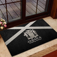 Jamaica Rubber Doormat Coat Of Arms With Rastafarian Lion Silver Color - Wonder Print Shop
