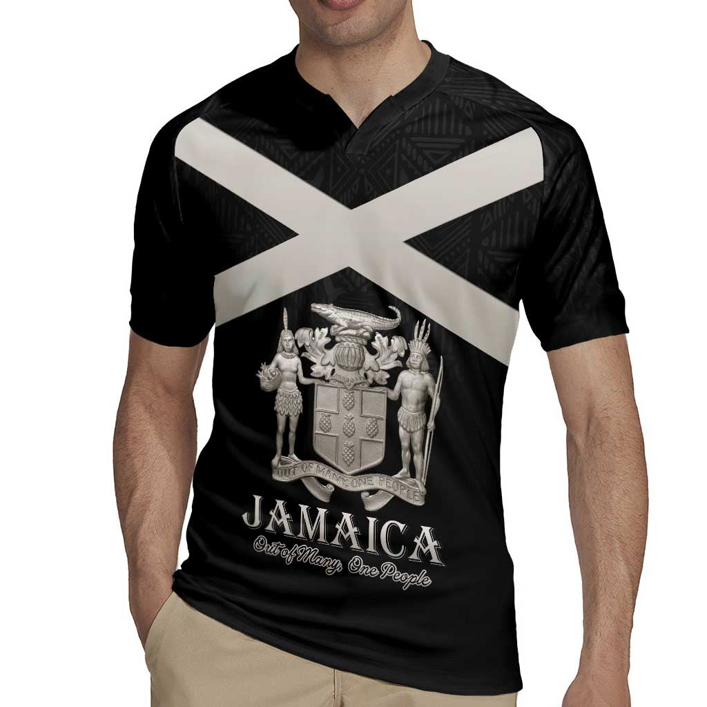 Personalized Jamaica Rugby Jersey Coat Of Arms With Rastafarian Lion Silver Color - Wonder Print Shop
