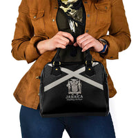 Jamaica Shoulder Handbag Coat Of Arms With Rastafarian Lion Silver Color - Wonder Print Shop