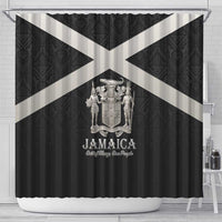 Jamaica Shower Curtain Coat Of Arms With Rastafarian Lion Silver Color - Wonder Print Shop