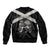 Personalized Jamaica Sleeve Zip Bomber Jacket Coat Of Arms With Rastafarian Lion Silver Color - Wonder Print Shop