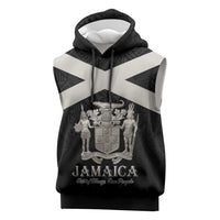 Personalized Jamaica Sleeveless Hoodie Coat Of Arms With Rastafarian Lion Silver Color - Wonder Print Shop