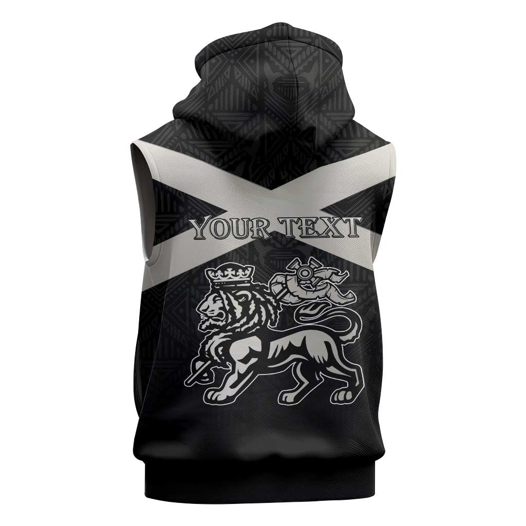 Personalized Jamaica Sleeveless Hoodie Coat Of Arms With Rastafarian Lion Silver Color - Wonder Print Shop