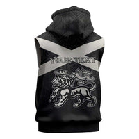 Personalized Jamaica Sleeveless Hoodie Coat Of Arms With Rastafarian Lion Silver Color - Wonder Print Shop