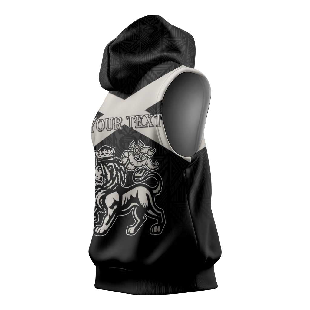 Personalized Jamaica Sleeveless Hoodie Coat Of Arms With Rastafarian Lion Silver Color - Wonder Print Shop