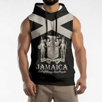 Personalized Jamaica Sleeveless Hoodie Coat Of Arms With Rastafarian Lion Silver Color - Wonder Print Shop