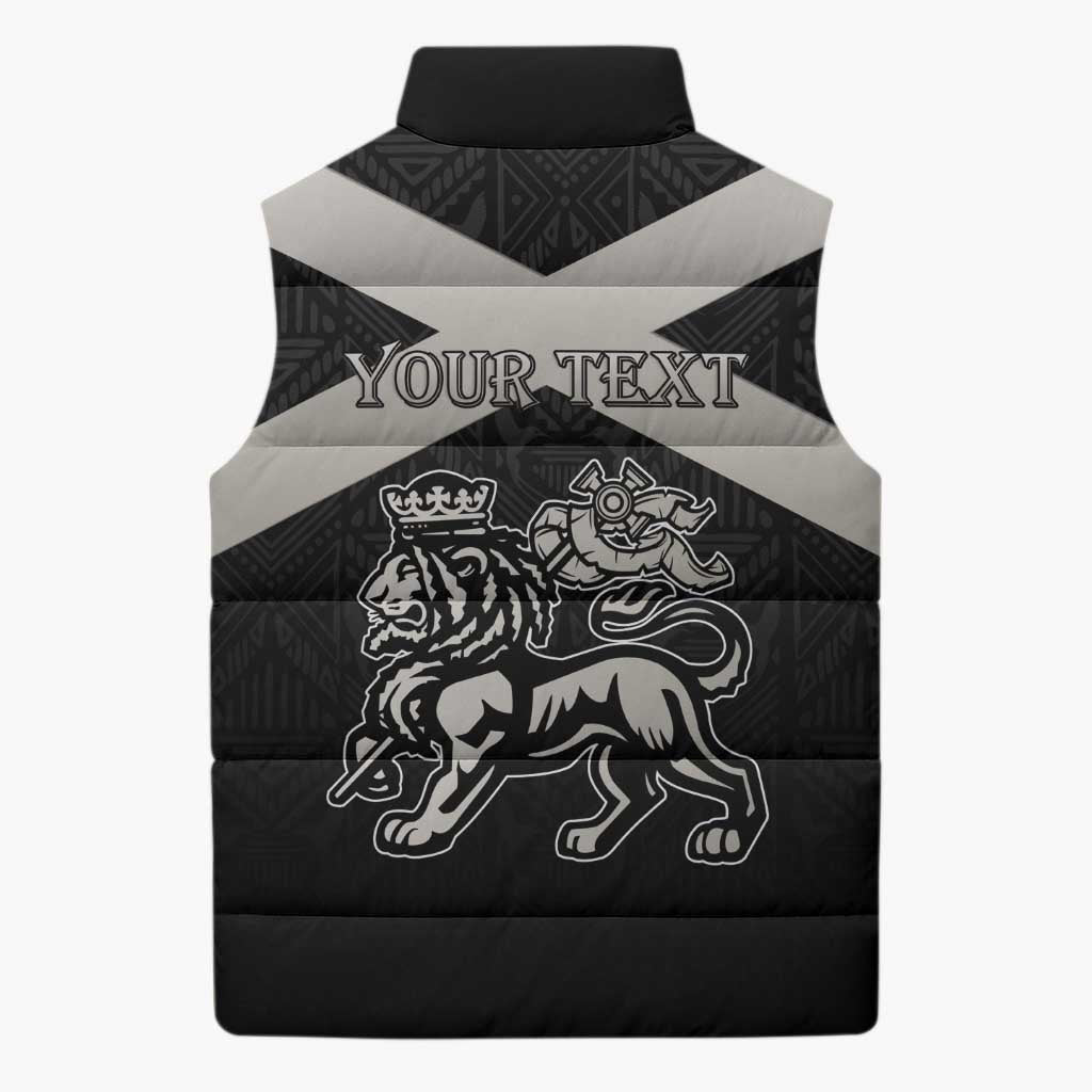 Personalized Jamaica Sleeveless Puffer Jacket Coat Of Arms With Rastafarian Lion Silver Color - Wonder Print Shop