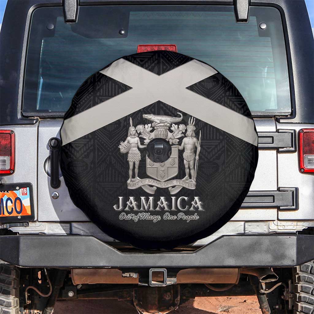 Jamaica Spare Tire Cover Coat Of Arms With Rastafarian Lion Silver Color - Wonder Print Shop