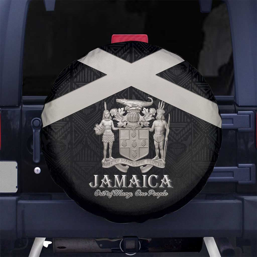 Jamaica Spare Tire Cover Coat Of Arms With Rastafarian Lion Silver Color - Wonder Print Shop