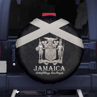 Jamaica Spare Tire Cover Coat Of Arms With Rastafarian Lion Silver Color - Wonder Print Shop