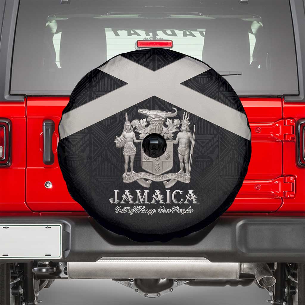 Jamaica Spare Tire Cover Coat Of Arms With Rastafarian Lion Silver Color - Wonder Print Shop
