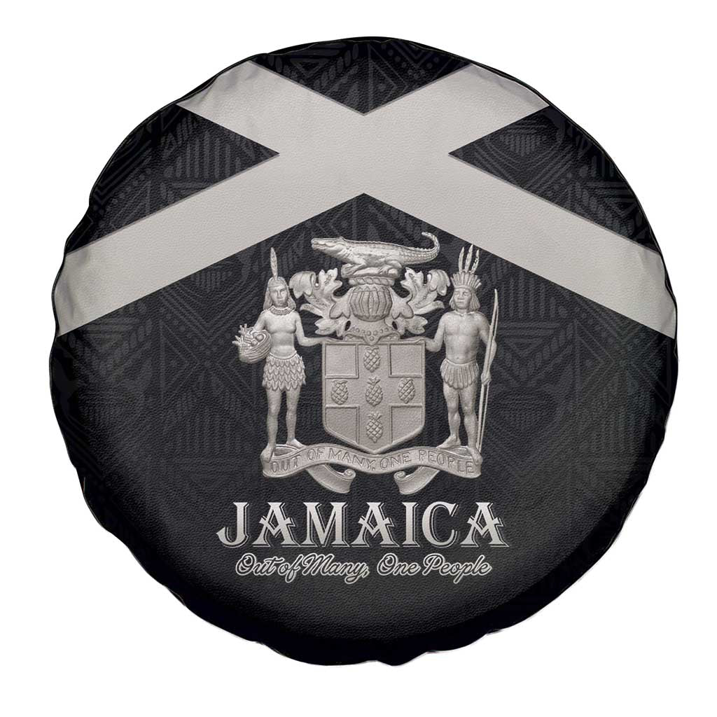 Jamaica Spare Tire Cover Coat Of Arms With Rastafarian Lion Silver Color - Wonder Print Shop