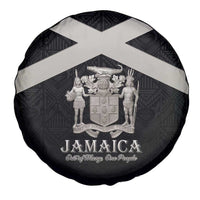Jamaica Spare Tire Cover Coat Of Arms With Rastafarian Lion Silver Color - Wonder Print Shop