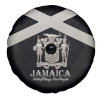 Jamaica Spare Tire Cover Coat Of Arms With Rastafarian Lion Silver Color - Wonder Print Shop
