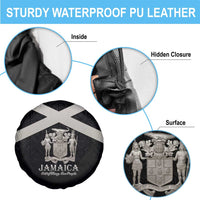 Jamaica Spare Tire Cover Coat Of Arms With Rastafarian Lion Silver Color - Wonder Print Shop