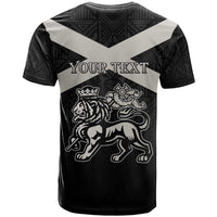 Personalized Jamaica T Shirt Coat Of Arms With Rastafarian Lion Silver Color - Wonder Print Shop