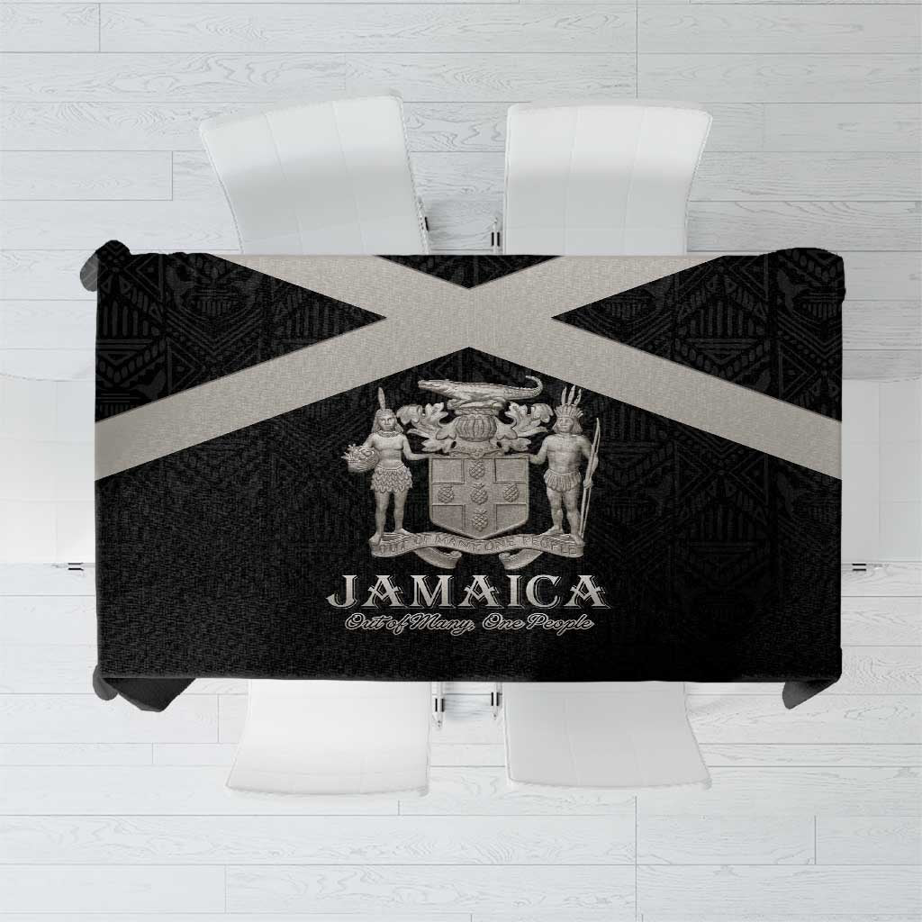 Jamaica Tablecloth Coat Of Arms With Rastafarian Lion Silver Color - Wonder Print Shop