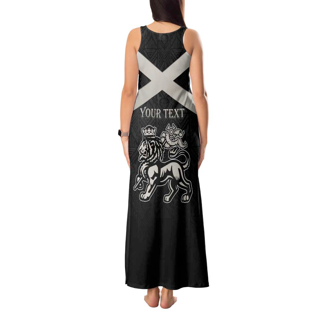 Personalized Jamaica Tank Maxi Dress Coat Of Arms With Rastafarian Lion Silver Color - Wonder Print Shop