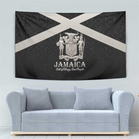 Jamaica Tapestry Coat Of Arms With Rastafarian Lion Silver Color - Wonder Print Shop