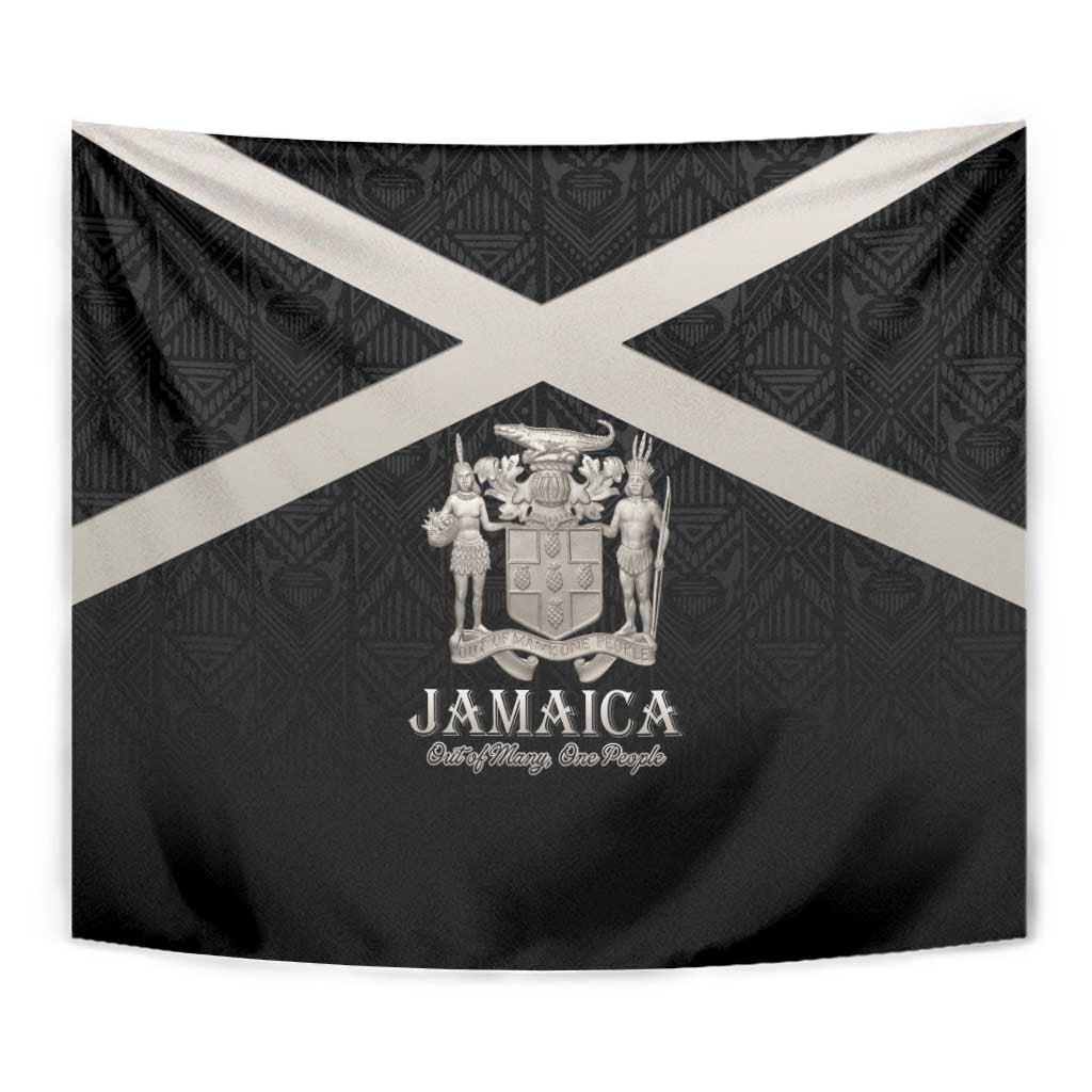 Jamaica Tapestry Coat Of Arms With Rastafarian Lion Silver Color - Wonder Print Shop