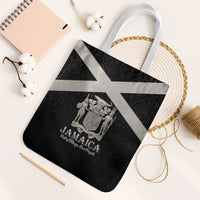 Jamaica Tote Bag Coat Of Arms With Rastafarian Lion Silver Color - Wonder Print Shop