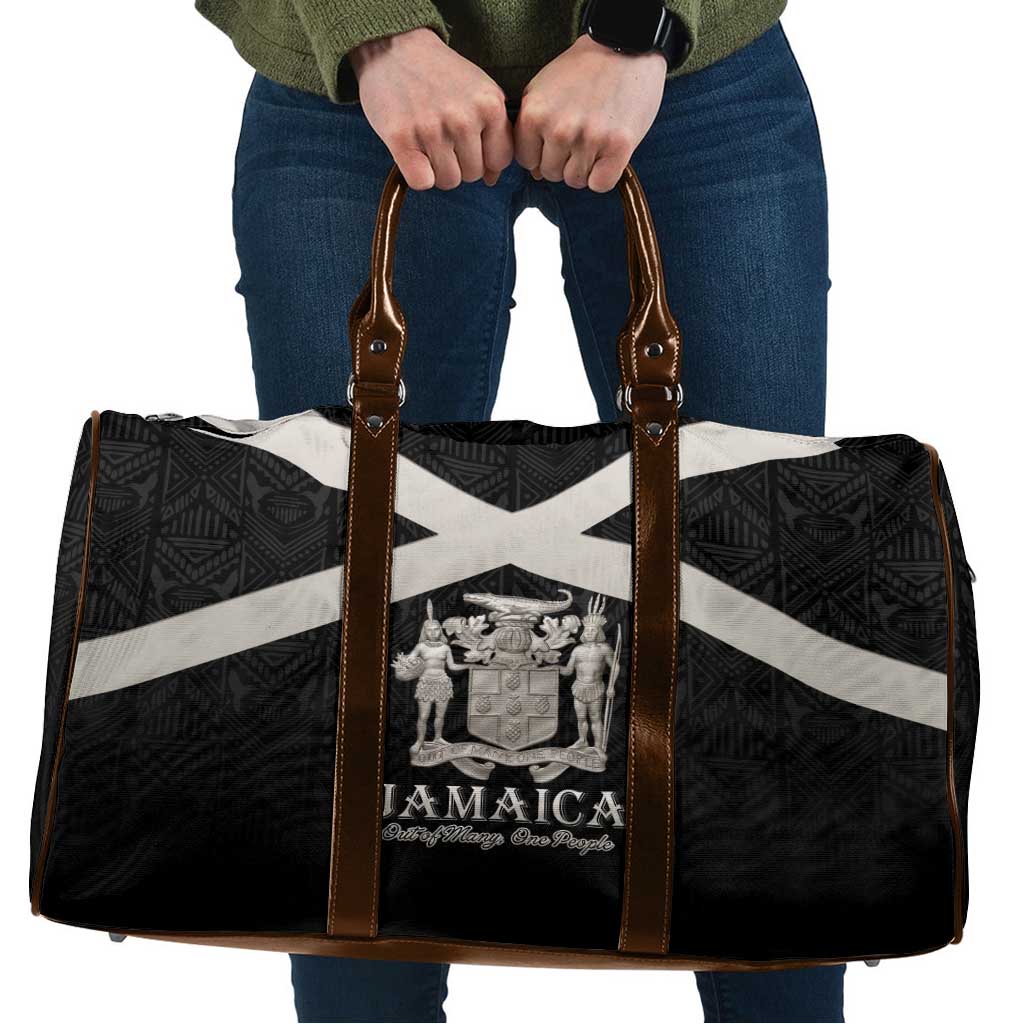 Jamaica Travel Bag Coat Of Arms With Rastafarian Lion Silver Color - Wonder Print Shop