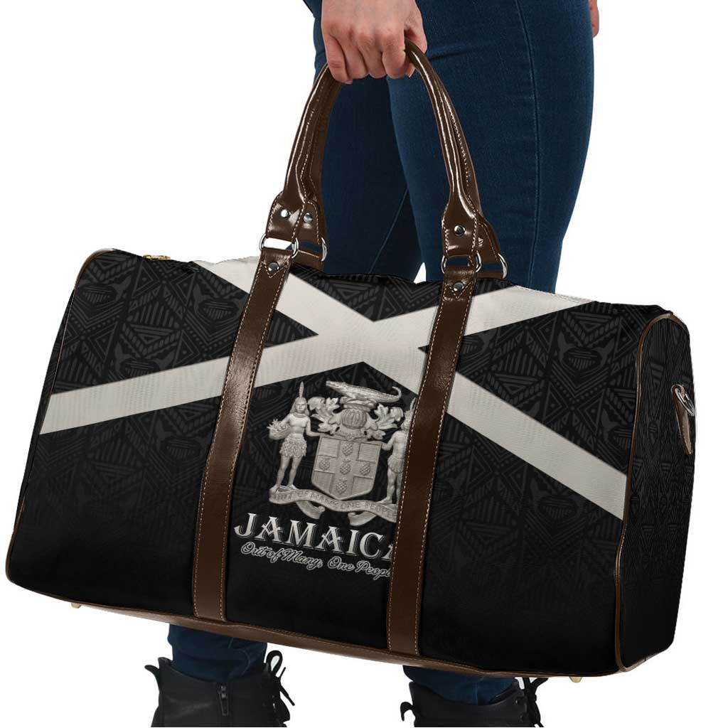 Jamaica Travel Bag Coat Of Arms With Rastafarian Lion Silver Color - Wonder Print Shop