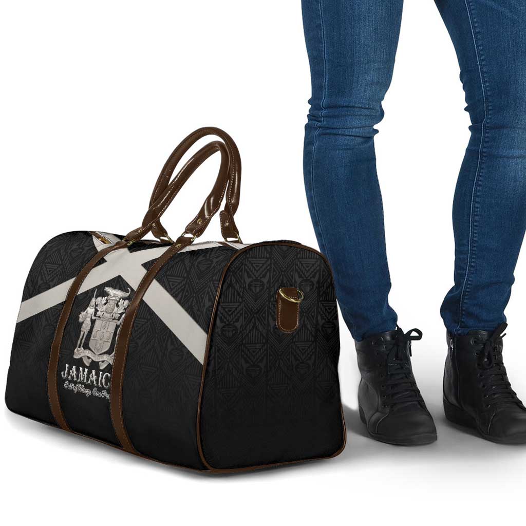 Jamaica Travel Bag Coat Of Arms With Rastafarian Lion Silver Color - Wonder Print Shop