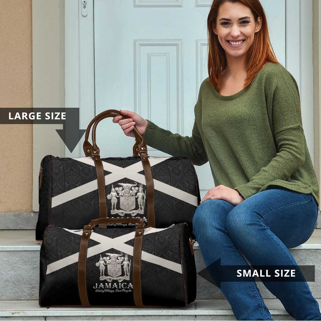 Jamaica Travel Bag Coat Of Arms With Rastafarian Lion Silver Color - Wonder Print Shop