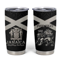 Personalized Jamaica Tumbler Cup Coat Of Arms With Rastafarian Lion Silver Color - Wonder Print Shop