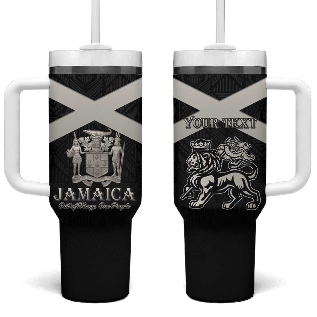 Personalized Jamaica Tumbler With Handle Coat Of Arms With Rastafarian Lion Silver Color - Wonder Print Shop