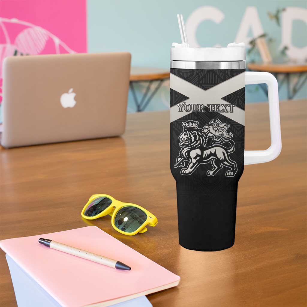 Personalized Jamaica Tumbler With Handle Coat Of Arms With Rastafarian Lion Silver Color - Wonder Print Shop