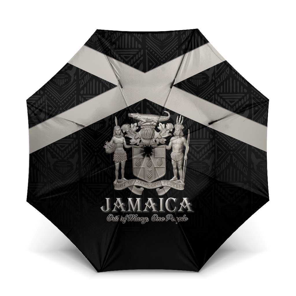Jamaica Umbrella Coat Of Arms With Rastafarian Lion Silver Color - Wonder Print Shop