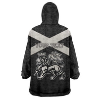 Personalized Jamaica Wearable Blanket Hoodie Coat Of Arms With Rastafarian Lion Silver Color - Wonder Print Shop