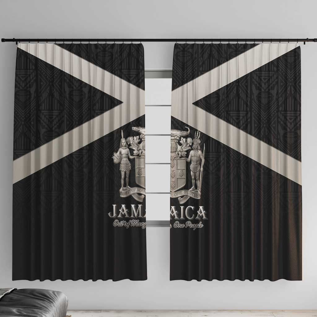 Jamaica Window Curtain Coat Of Arms With Rastafarian Lion Silver Color - Wonder Print Shop