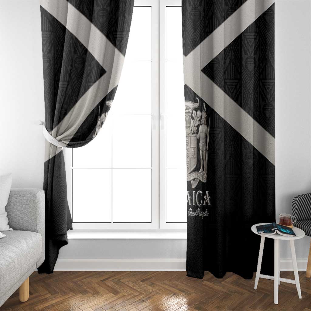 Jamaica Window Curtain Coat Of Arms With Rastafarian Lion Silver Color - Wonder Print Shop