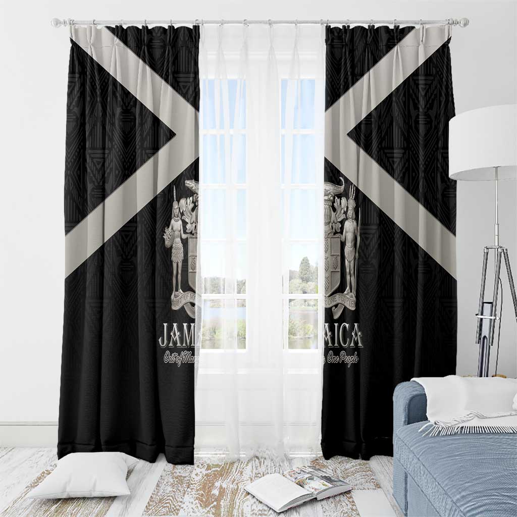 Jamaica Window Curtain Coat Of Arms With Rastafarian Lion Silver Color - Wonder Print Shop