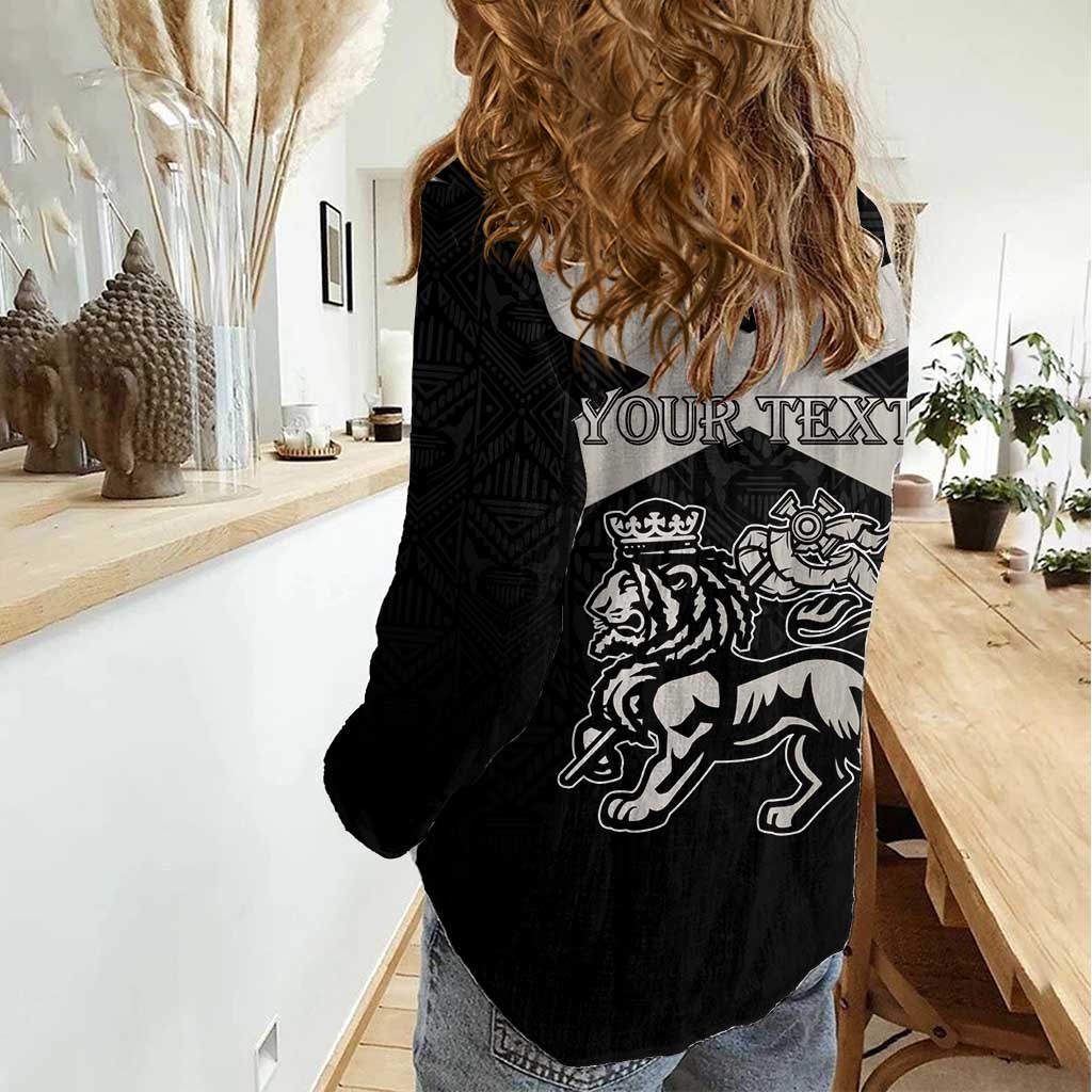 Personalized Jamaica Women Casual Shirt Coat Of Arms With Rastafarian Lion Silver Color - Wonder Print Shop