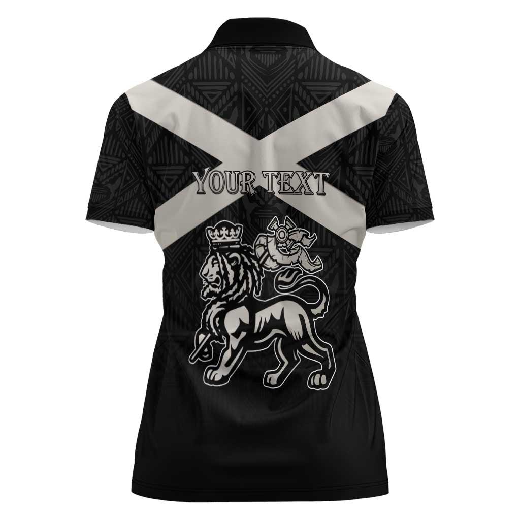 Personalized Jamaica Women Polo Shirt Coat Of Arms With Rastafarian Lion Silver Color - Wonder Print Shop