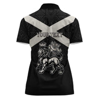 Personalized Jamaica Women Polo Shirt Coat Of Arms With Rastafarian Lion Silver Color - Wonder Print Shop