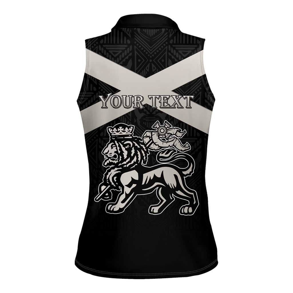 Personalized Jamaica Women Sleeveless Polo Shirt Coat Of Arms With Rastafarian Lion Silver Color - Wonder Print Shop