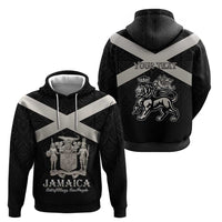 Personalized Jamaica Zip Hoodie Coat Of Arms With Rastafarian Lion Silver Color - Wonder Print Shop